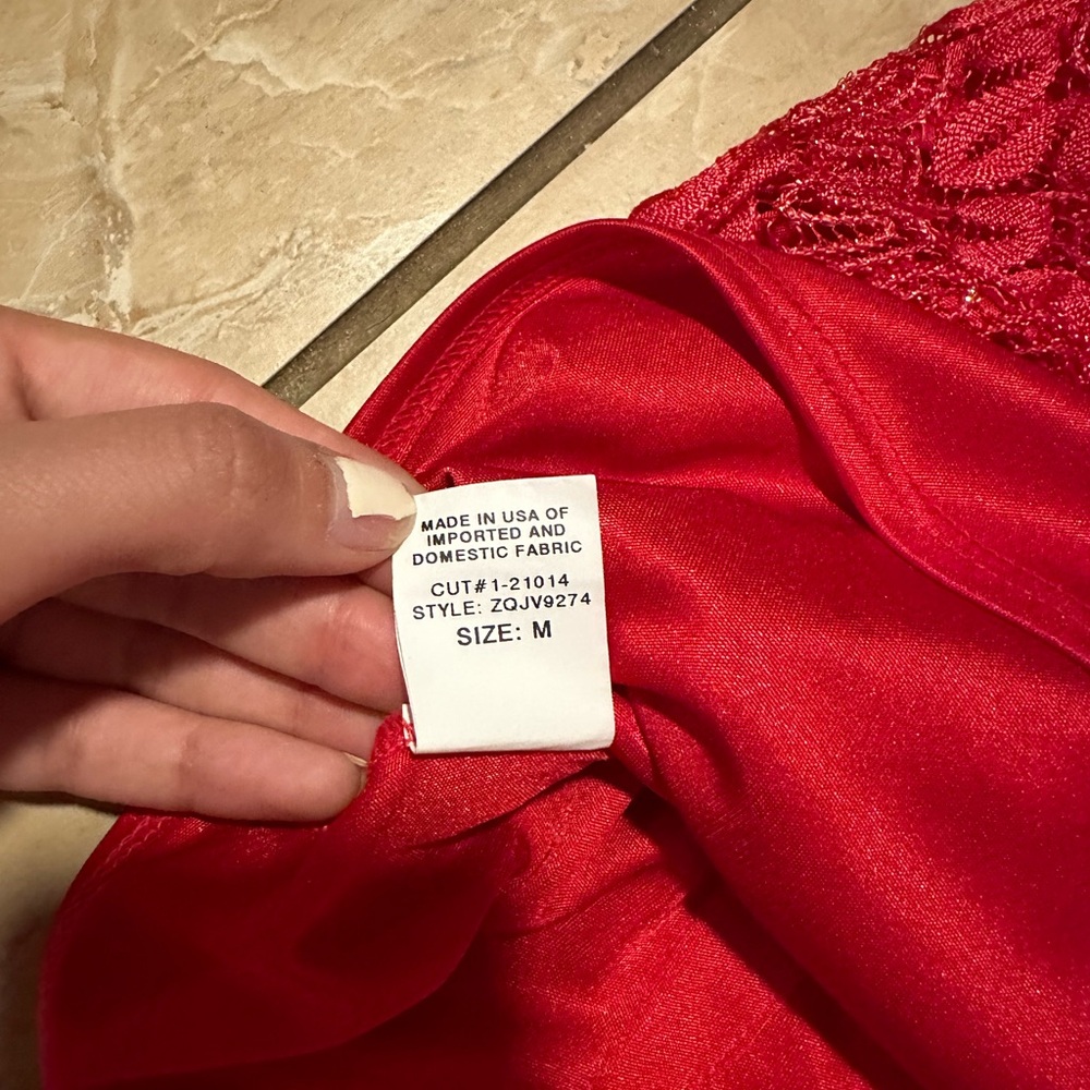 Red Floral Sequence Asymmetrical David Meister To… - image 4